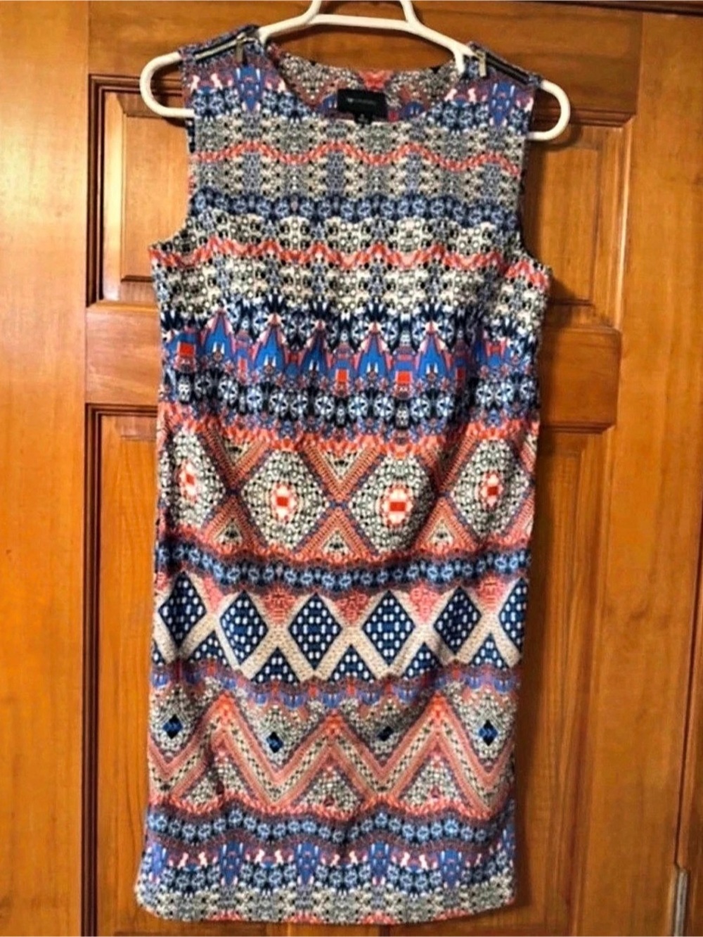 AB Studio Geometric Mini Dress in Blue & Red Size 6 Like New